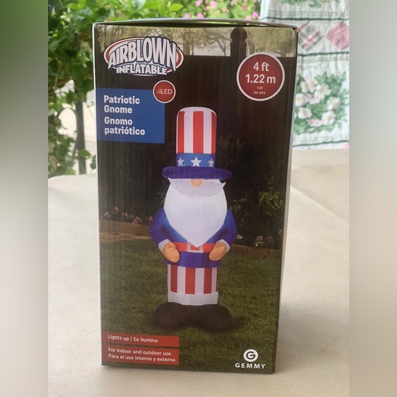 Gemmy Inflatable LED Patriotic Gnome 4ft Tall